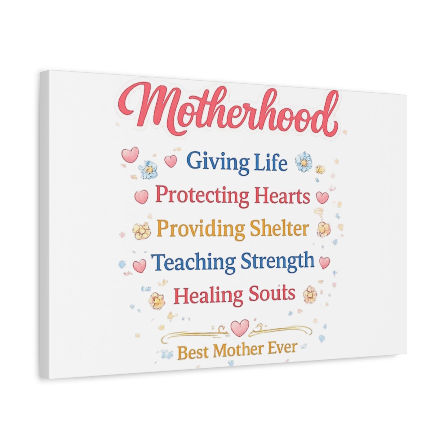 Motherhood Canvas Wall Art — "Motherhood: Giving Life, Protecting Hearts" Stretched Matte Print