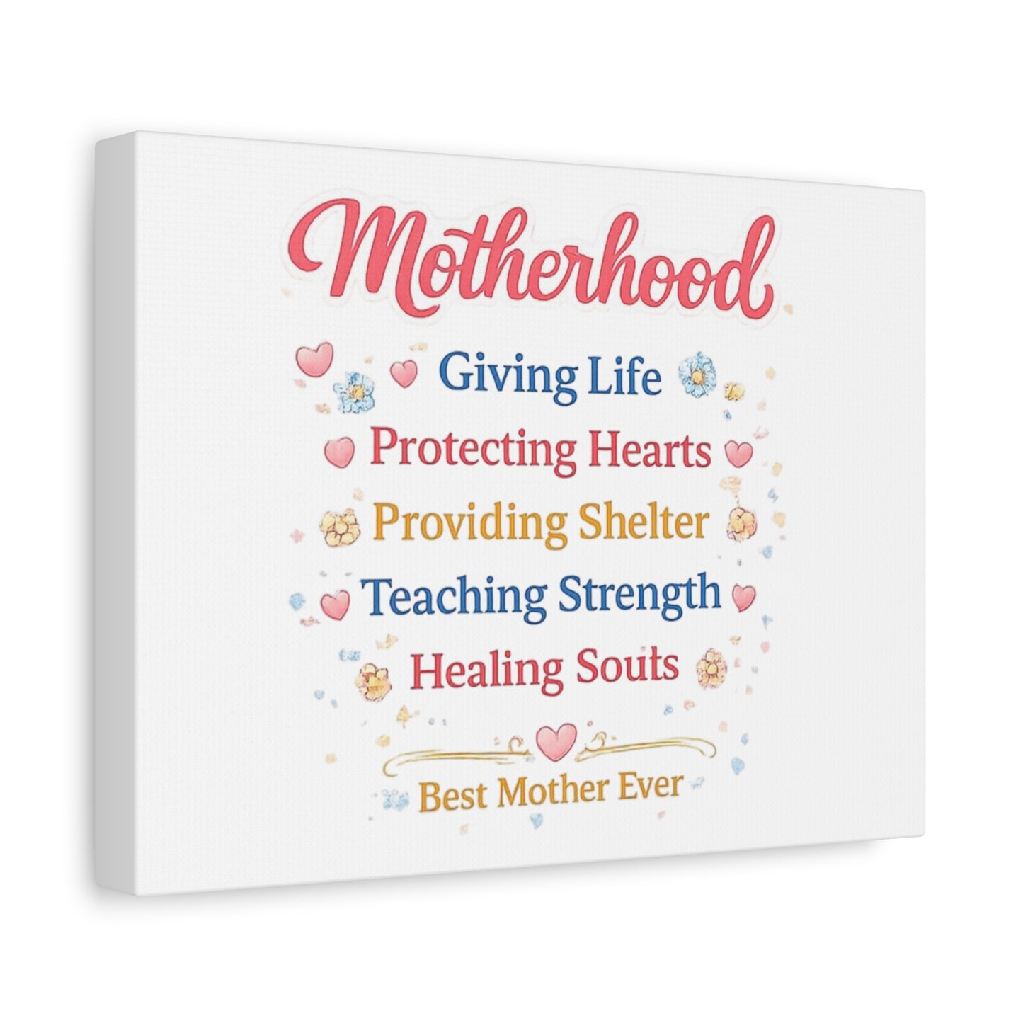 Motherhood Canvas Wall Art — "Motherhood: Giving Life, Protecting Hearts" Stretched Matte Print