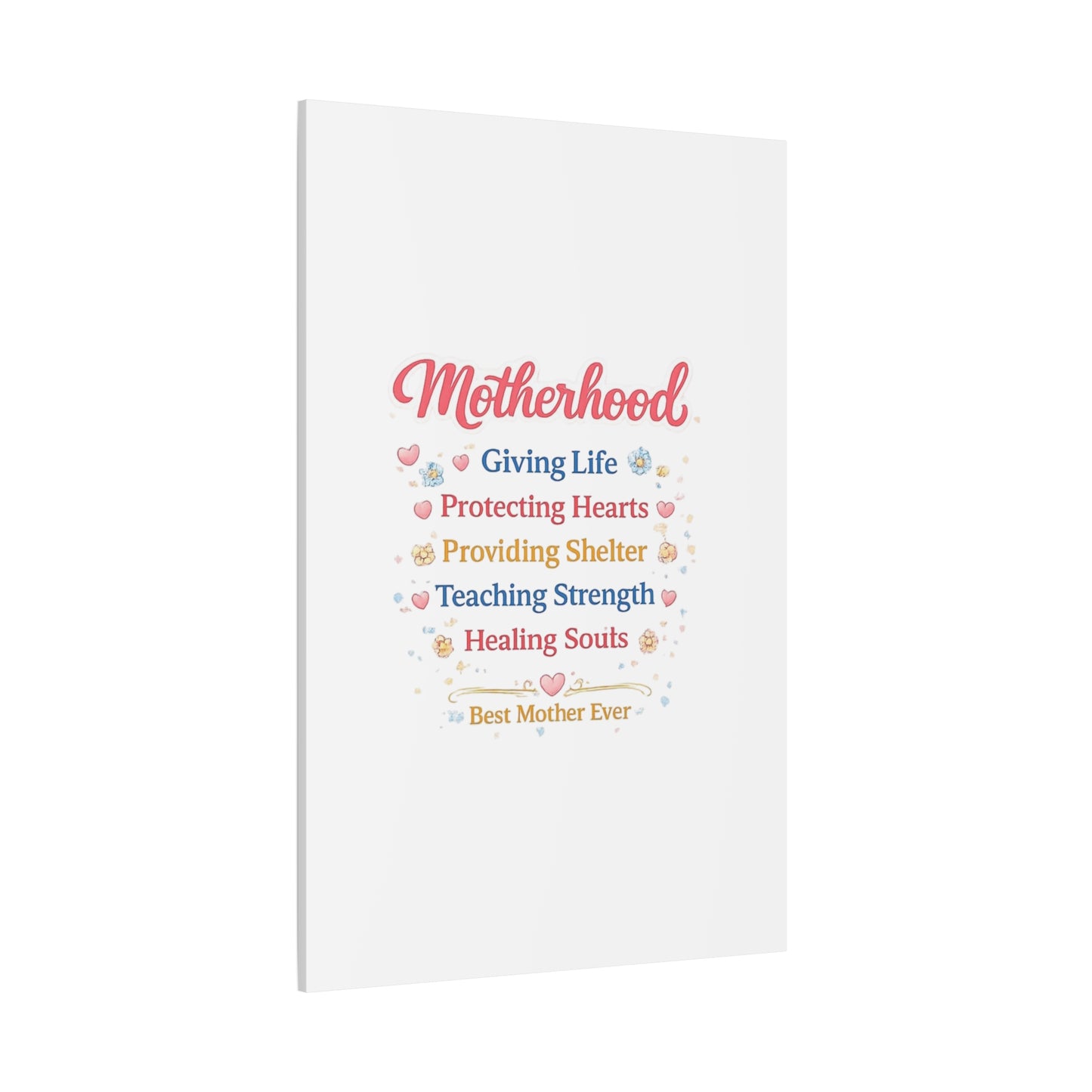 Motherhood Canvas Wall Art — "Motherhood: Giving Life, Protecting Hearts" Stretched Matte Print
