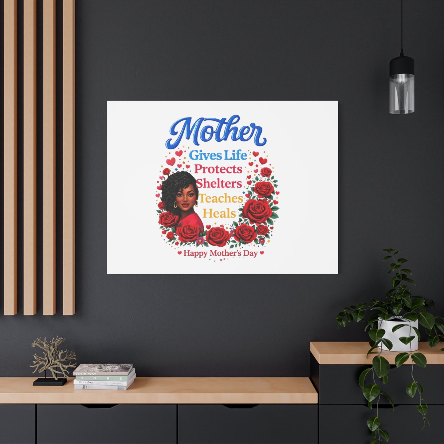 Mother Gives Life Floral Canvas – Happy Mother’s Day Stretched Wall Art