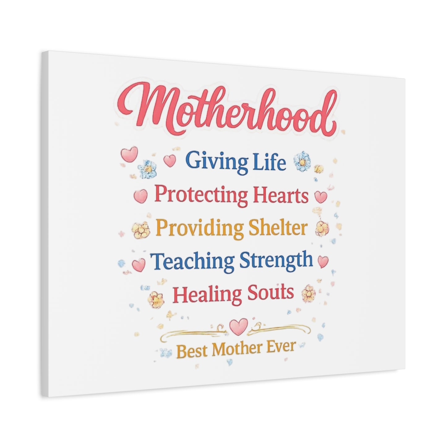 Motherhood Canvas Wall Art — "Motherhood: Giving Life, Protecting Hearts" Stretched Matte Print