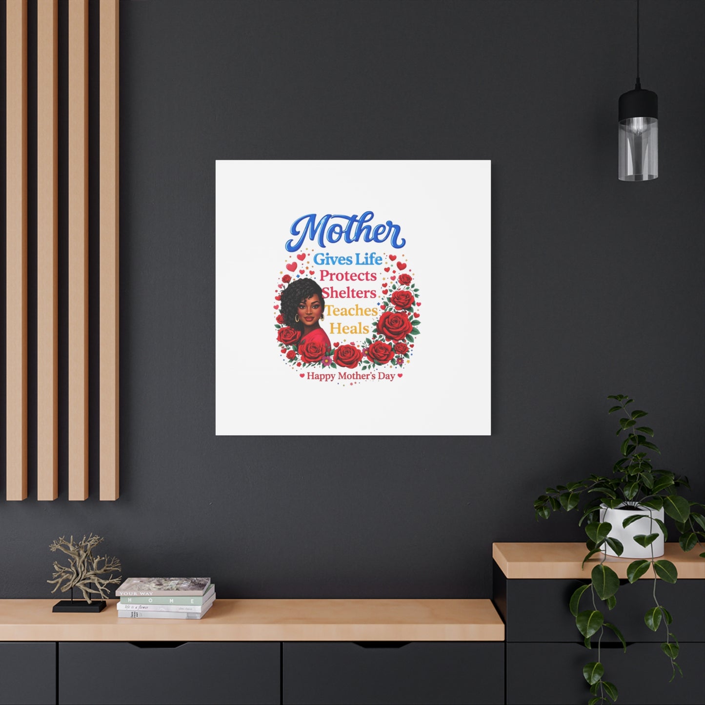 Mother Gives Life Floral Canvas – Happy Mother’s Day Stretched Wall Art