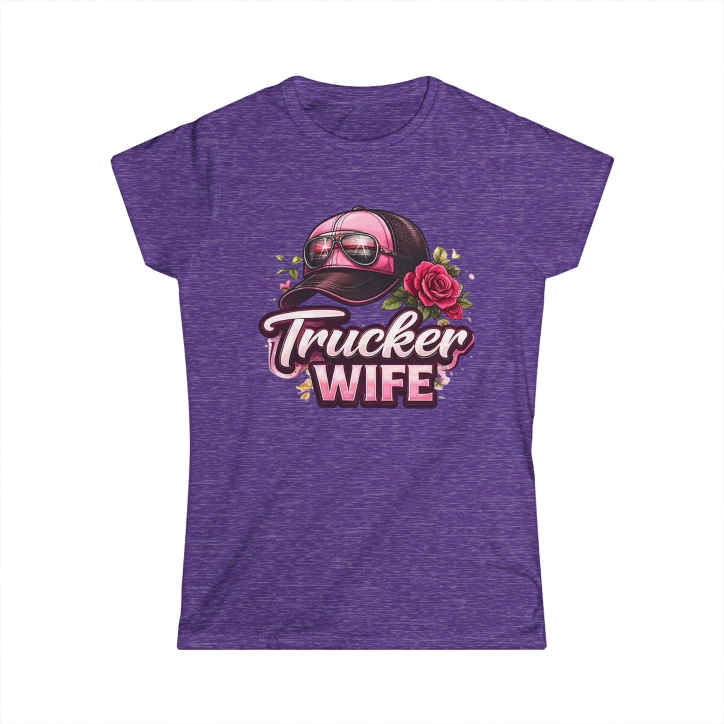 Trucker Wife T-Shirt – Pink Cap & Rose Graphic Women's Tee