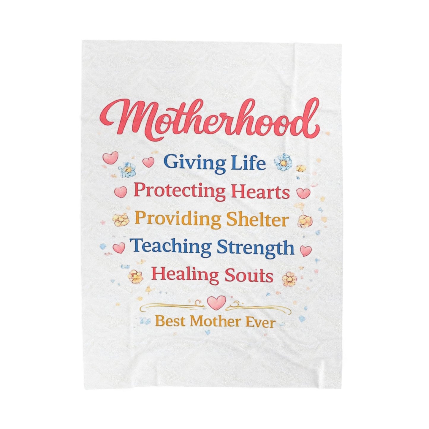 Motherhood Velveteen Plush Blanket – "Motherhood: Giving Life, Protecting Hearts" Cozy Gift for Mom