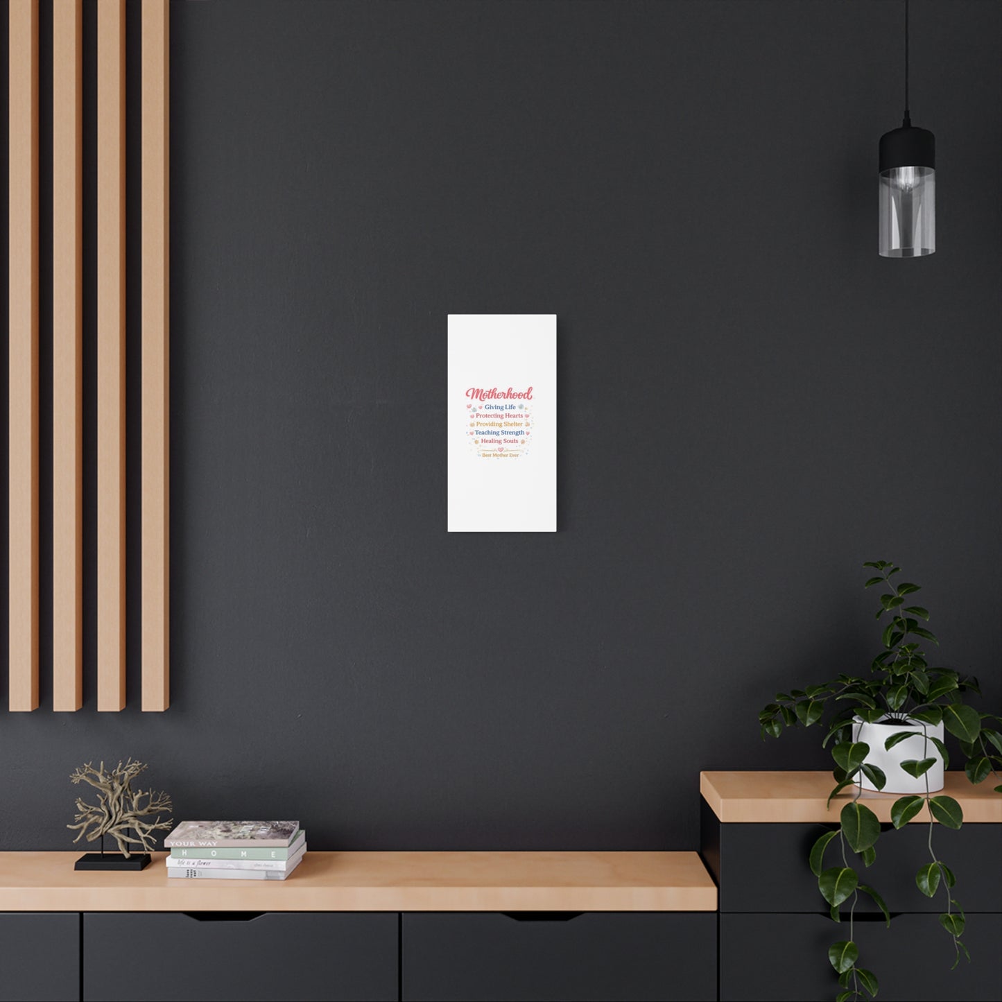 Motherhood Canvas Wall Art — "Motherhood: Giving Life, Protecting Hearts" Stretched Matte Print
