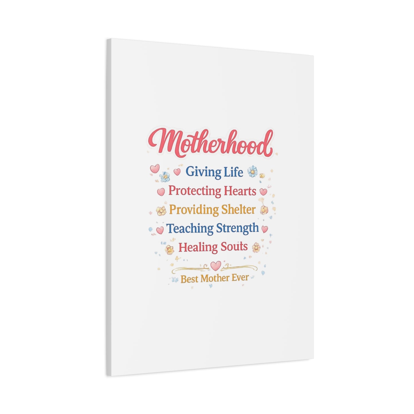 Motherhood Canvas Wall Art — "Motherhood: Giving Life, Protecting Hearts" Stretched Matte Print