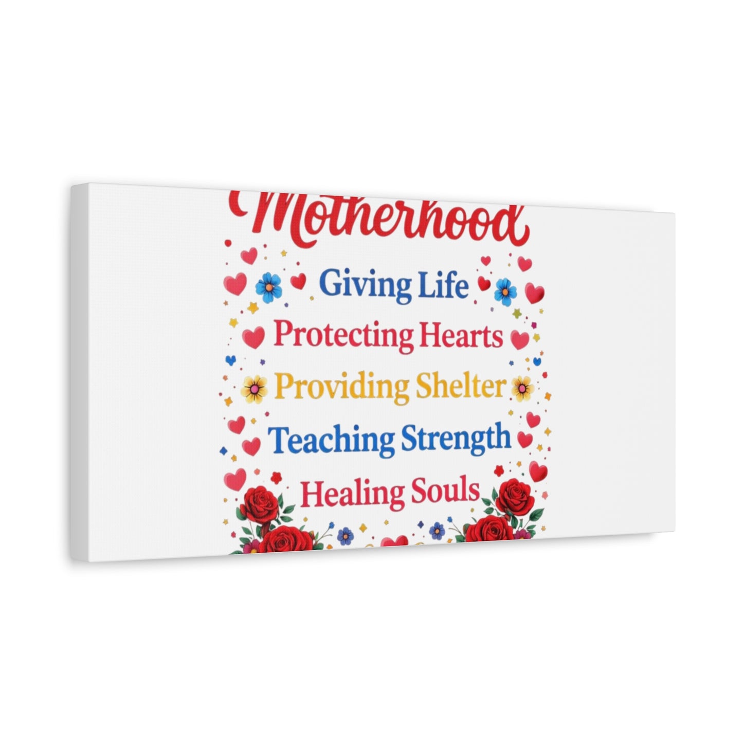 Motherhood Canvas Wall Art – "Motherhood: Giving Life, Protecting Hearts" Stretched Matte Print