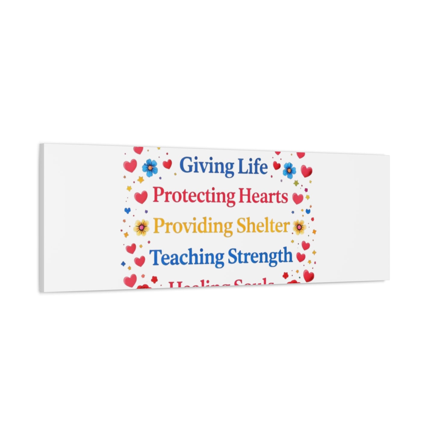 Motherhood Canvas Wall Art – "Motherhood: Giving Life, Protecting Hearts" Stretched Matte Print