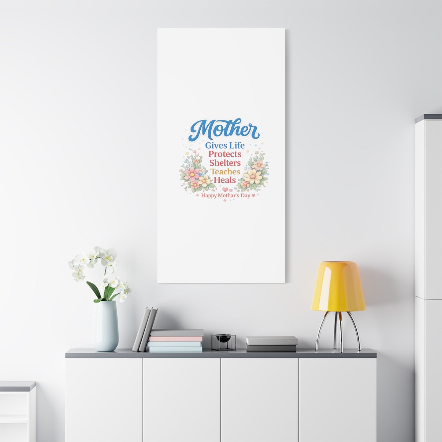Mother Gives Life Floral Canvas – Happy Mother's Day Wall Art
