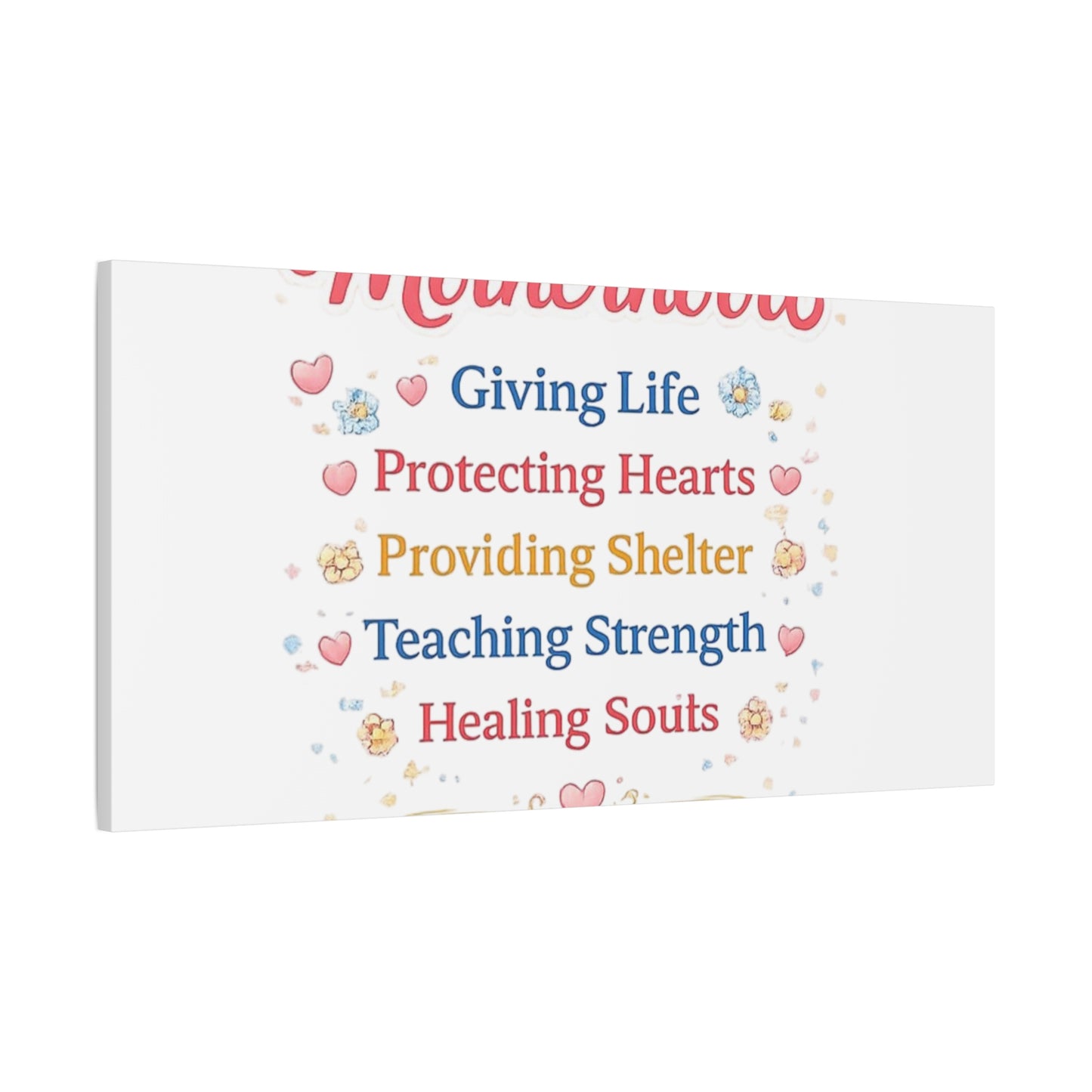 Motherhood Canvas Wall Art — "Motherhood: Giving Life, Protecting Hearts" Stretched Matte Print
