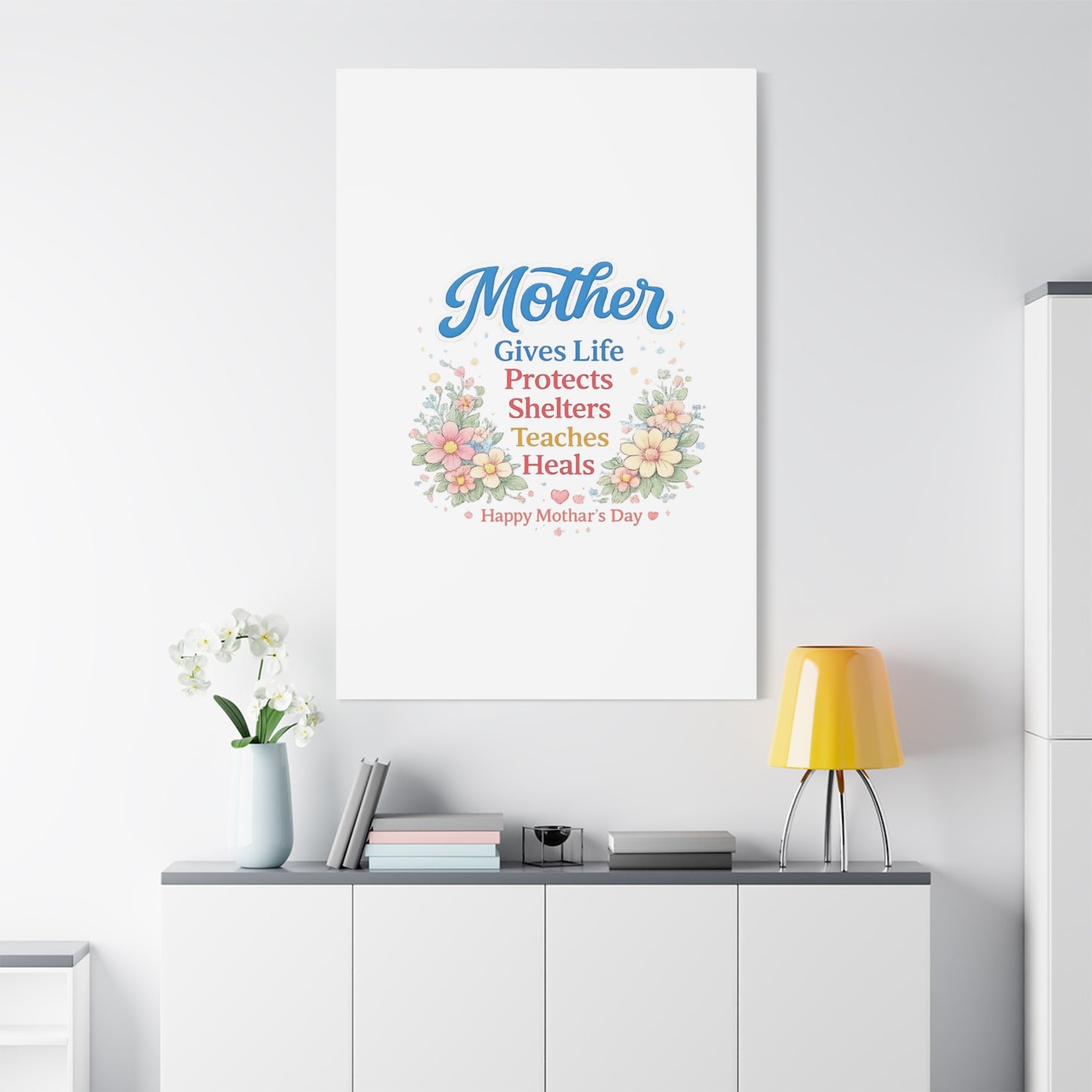 Mother Gives Life Floral Canvas – Happy Mother's Day Wall Art