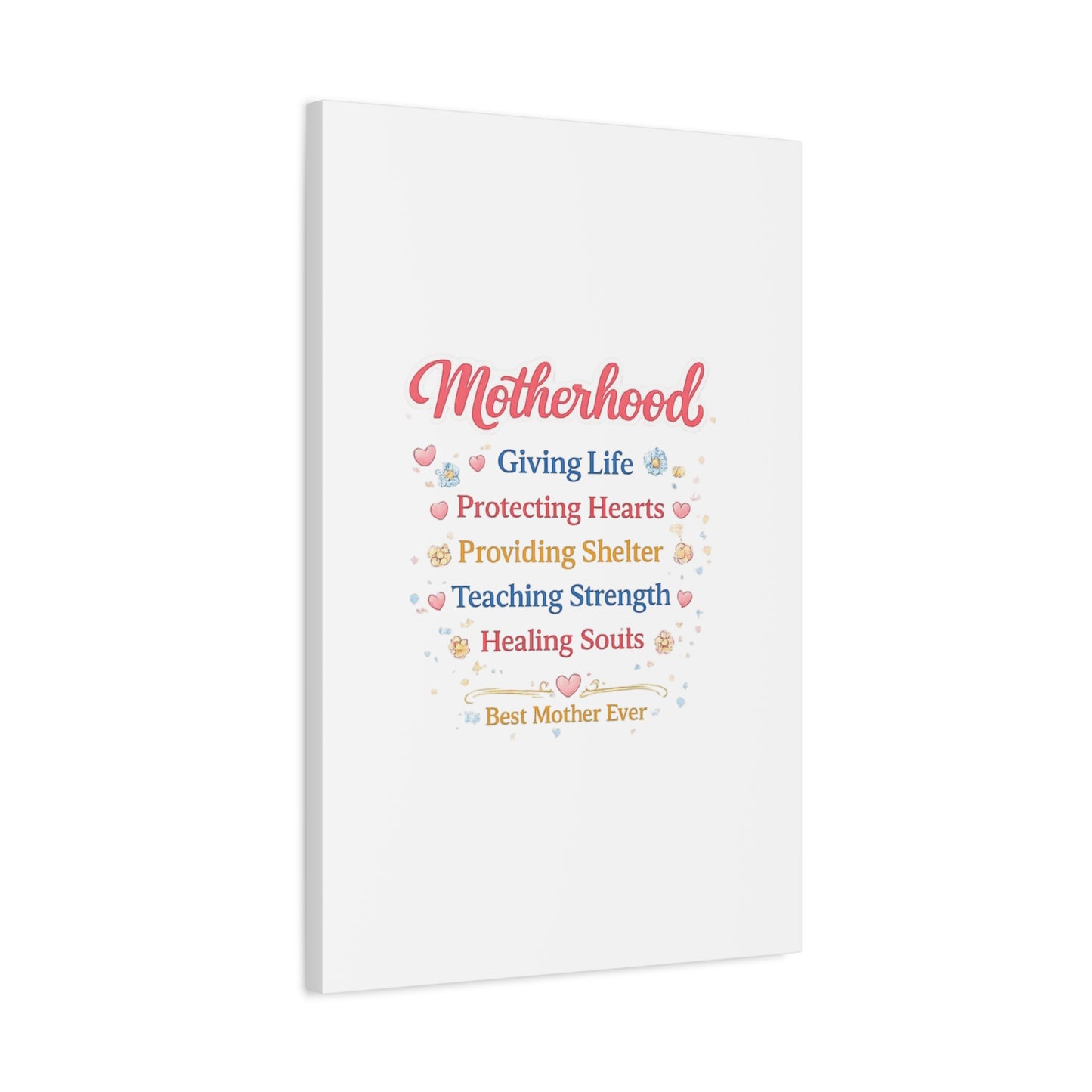 Motherhood Canvas Wall Art — "Motherhood: Giving Life, Protecting Hearts" Stretched Matte Print