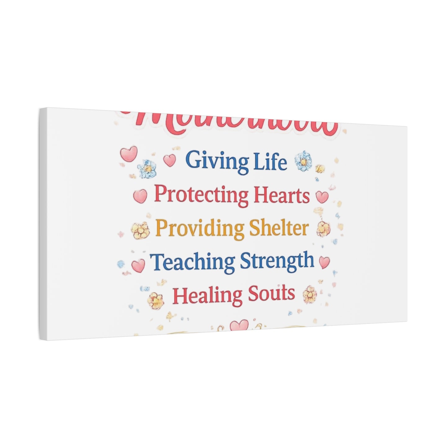 Motherhood Canvas Wall Art — "Motherhood: Giving Life, Protecting Hearts" Stretched Matte Print