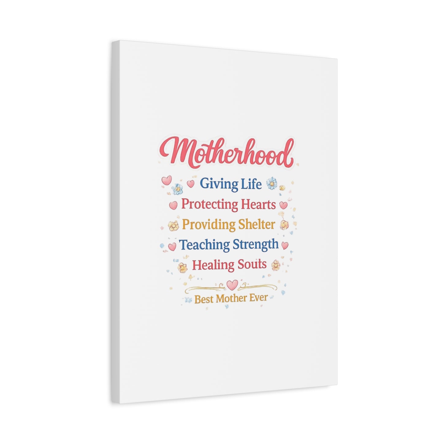 Motherhood Canvas Wall Art — "Motherhood: Giving Life, Protecting Hearts" Stretched Matte Print