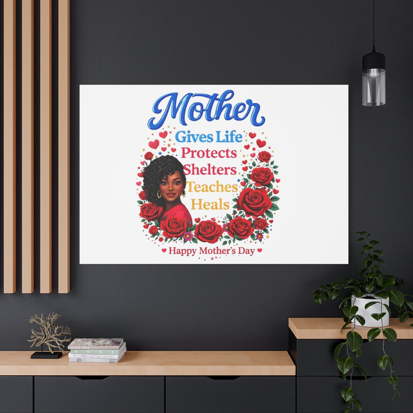 Mother Gives Life Floral Canvas – Happy Mother’s Day Stretched Wall Art