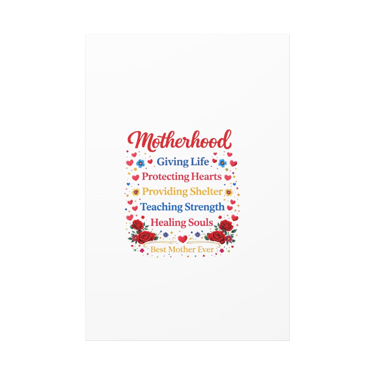 Motherhood Canvas Wall Art – "Motherhood: Giving Life, Protecting Hearts" Stretched Matte Print