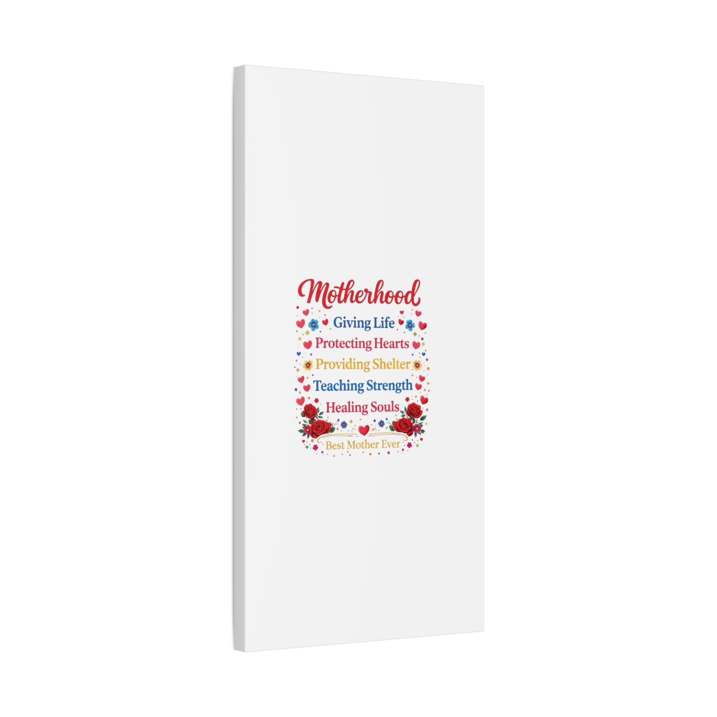 Motherhood Canvas Wall Art – "Motherhood: Giving Life, Protecting Hearts" Stretched Matte Print