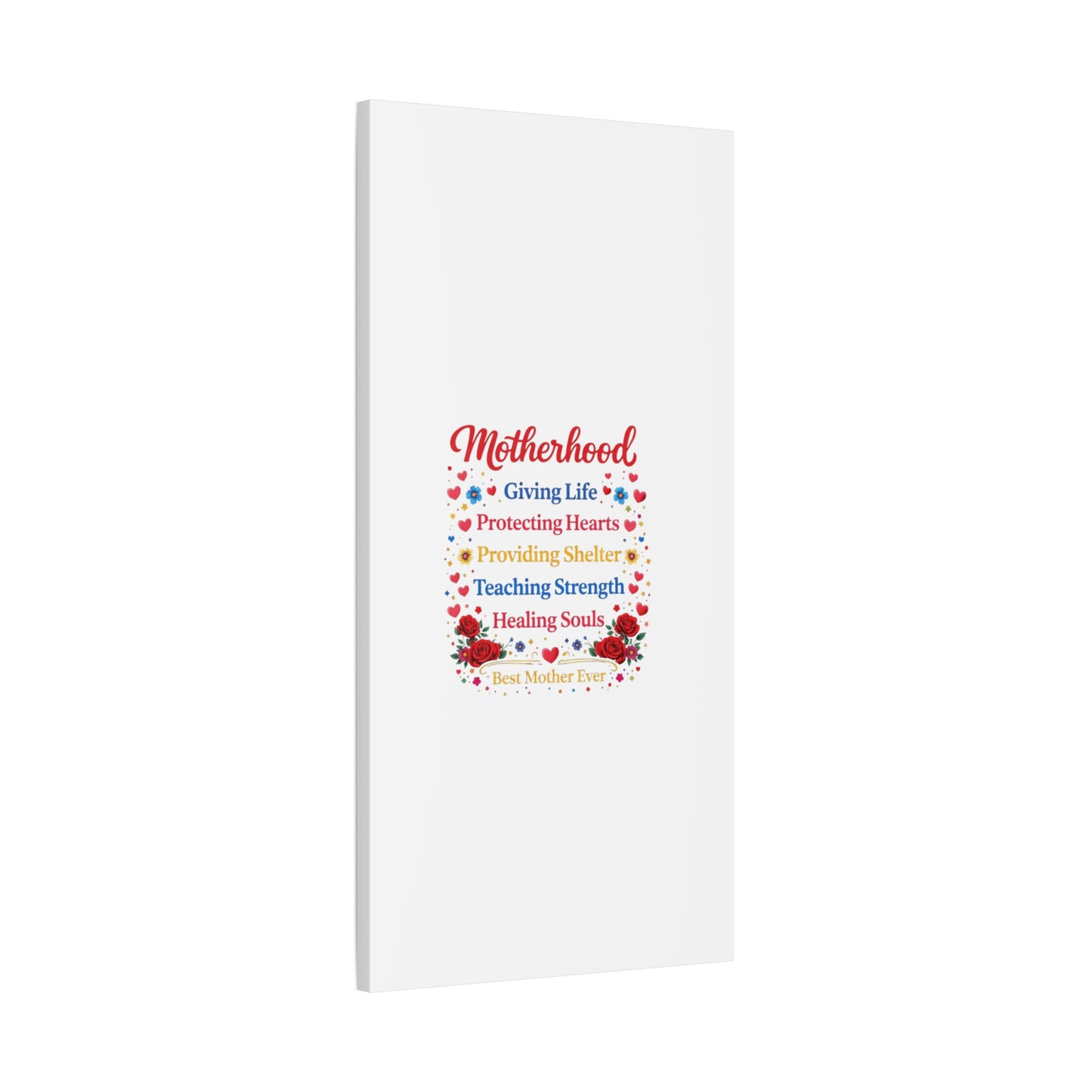 Motherhood Canvas Wall Art – "Motherhood: Giving Life, Protecting Hearts" Stretched Matte Print