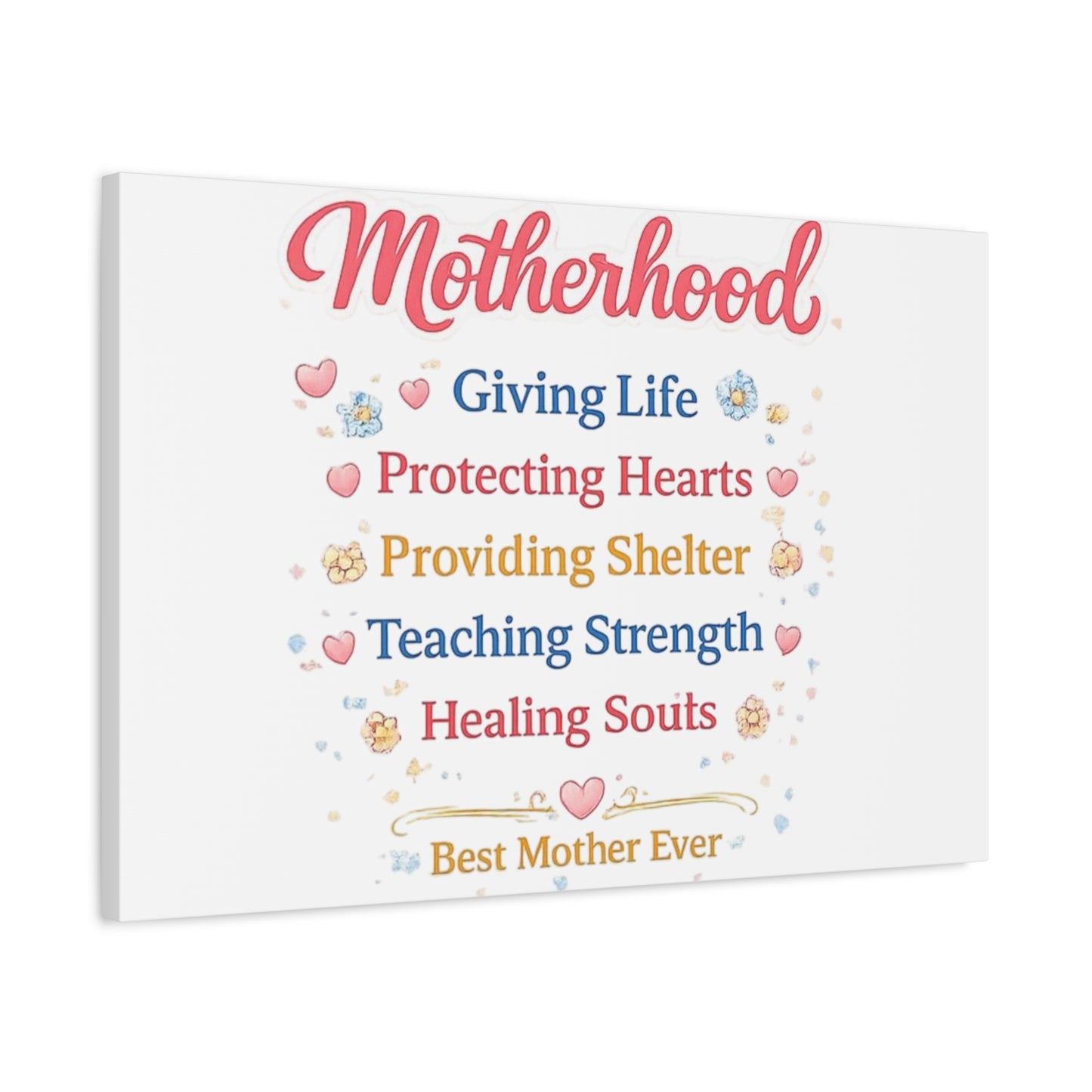 Motherhood Canvas Wall Art — "Motherhood: Giving Life, Protecting Hearts" Stretched Matte Print