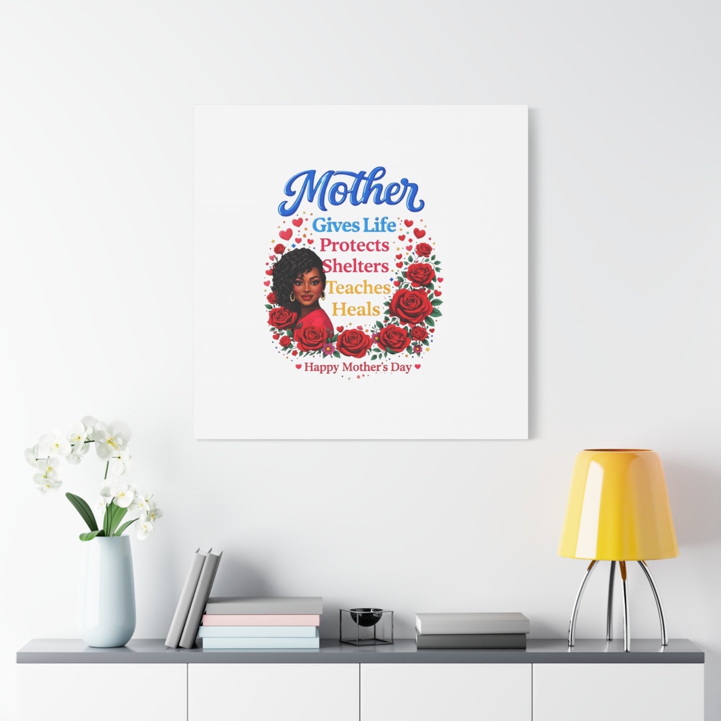 Mother Gives Life Floral Canvas – Happy Mother’s Day Stretched Wall Art