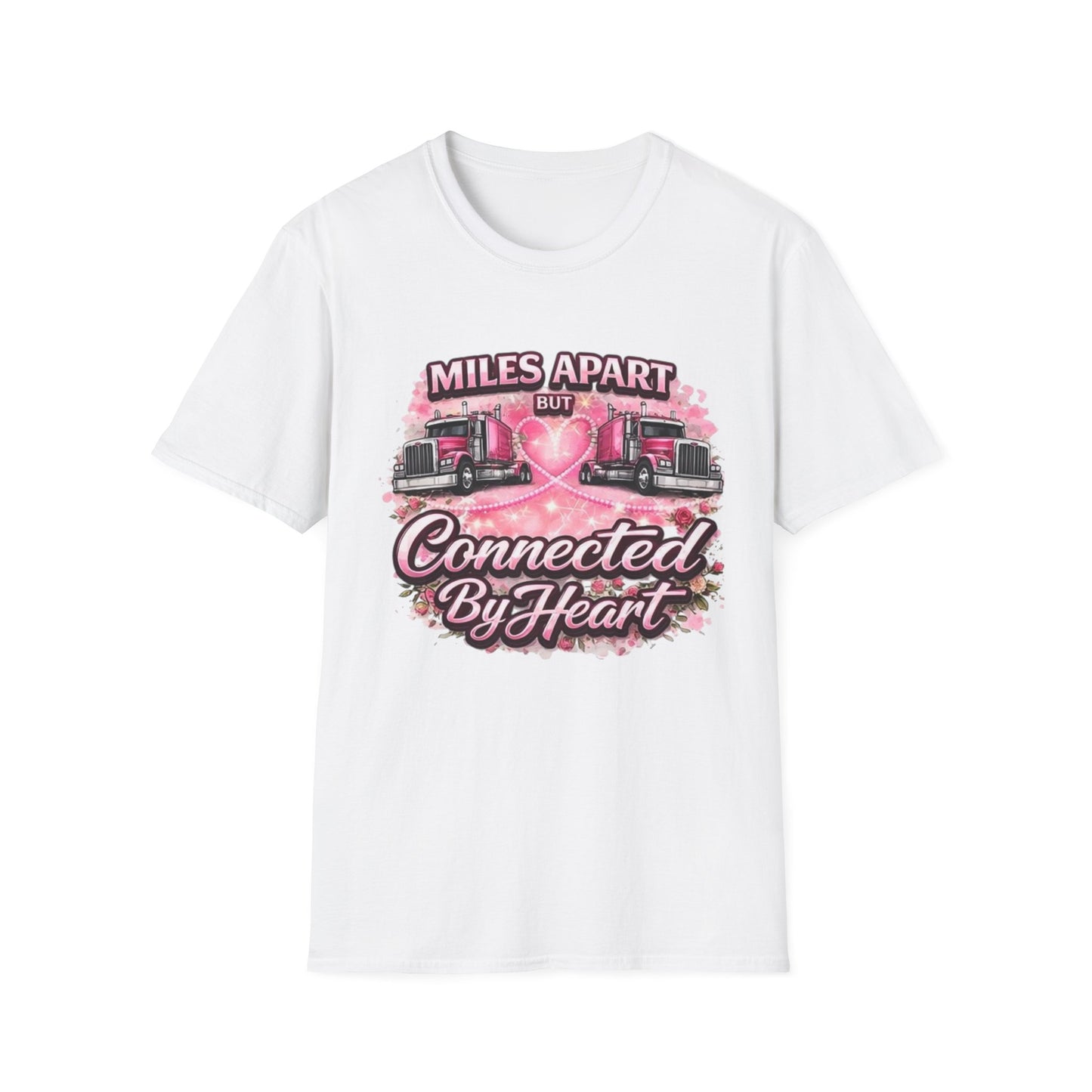 Miles Apart But Connected By Heart Truck Driver T‑Shirt