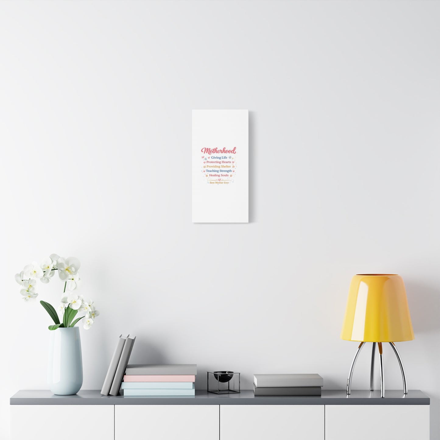 Motherhood Canvas Wall Art — "Motherhood: Giving Life, Protecting Hearts" Stretched Matte Print
