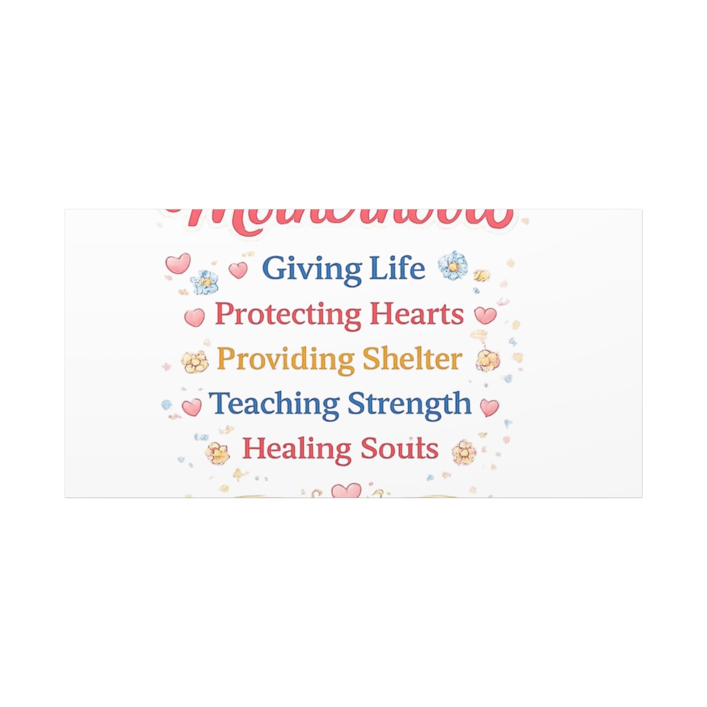 Motherhood Canvas Wall Art — "Motherhood: Giving Life, Protecting Hearts" Stretched Matte Print