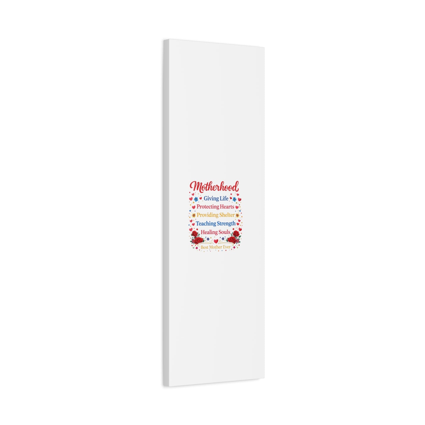 Motherhood Canvas Wall Art – "Motherhood: Giving Life, Protecting Hearts" Stretched Matte Print