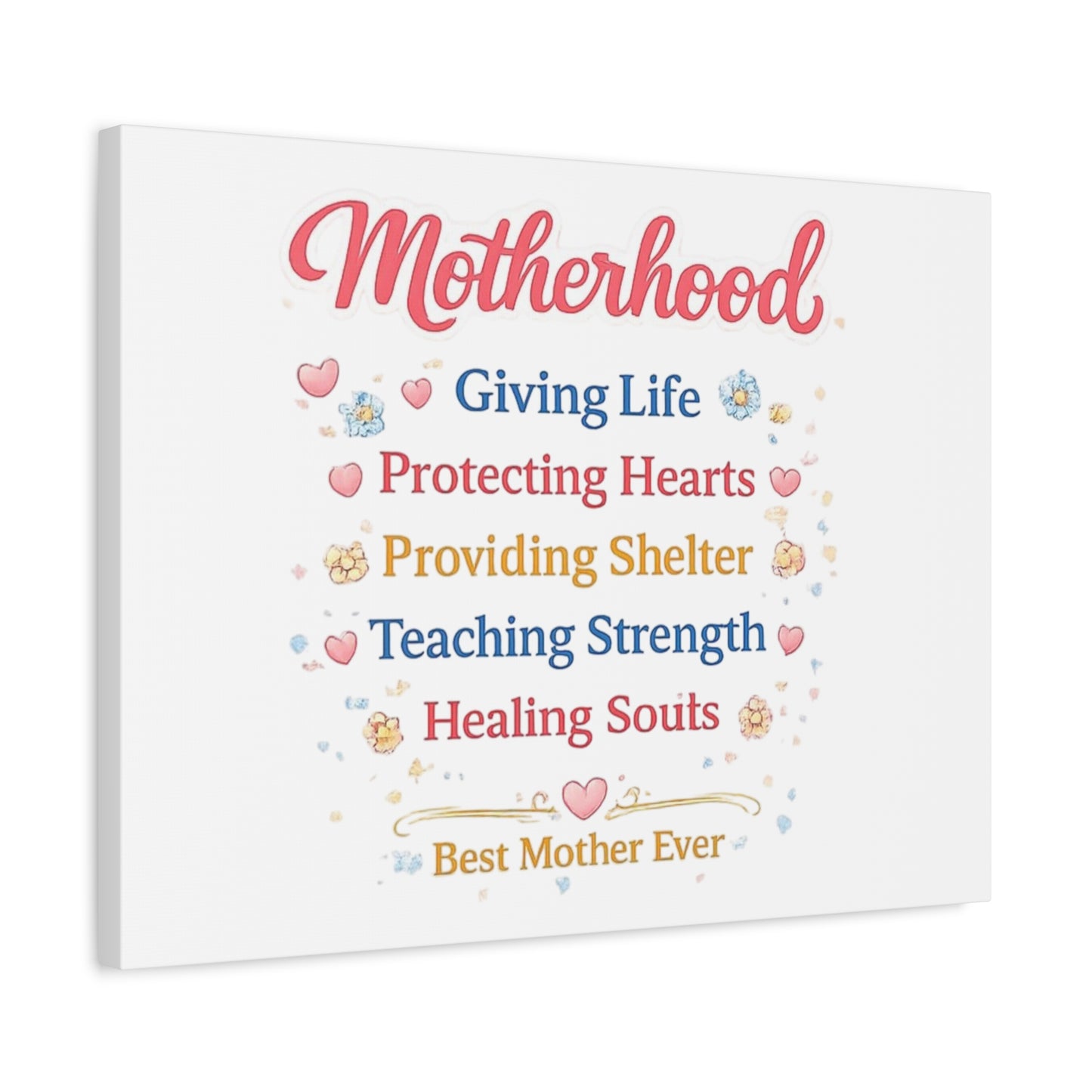 Motherhood Canvas Wall Art — "Motherhood: Giving Life, Protecting Hearts" Stretched Matte Print