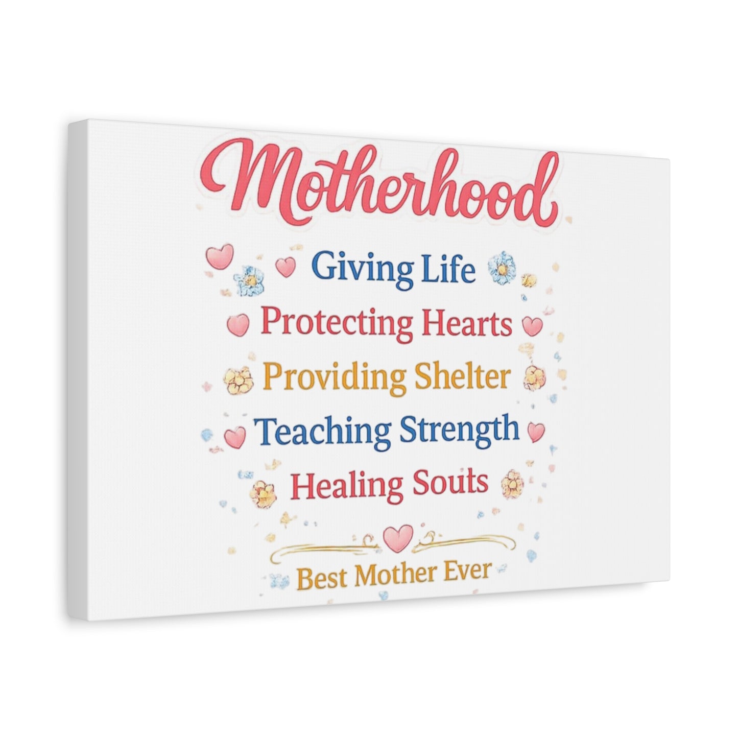 Motherhood Canvas Wall Art — "Motherhood: Giving Life, Protecting Hearts" Stretched Matte Print
