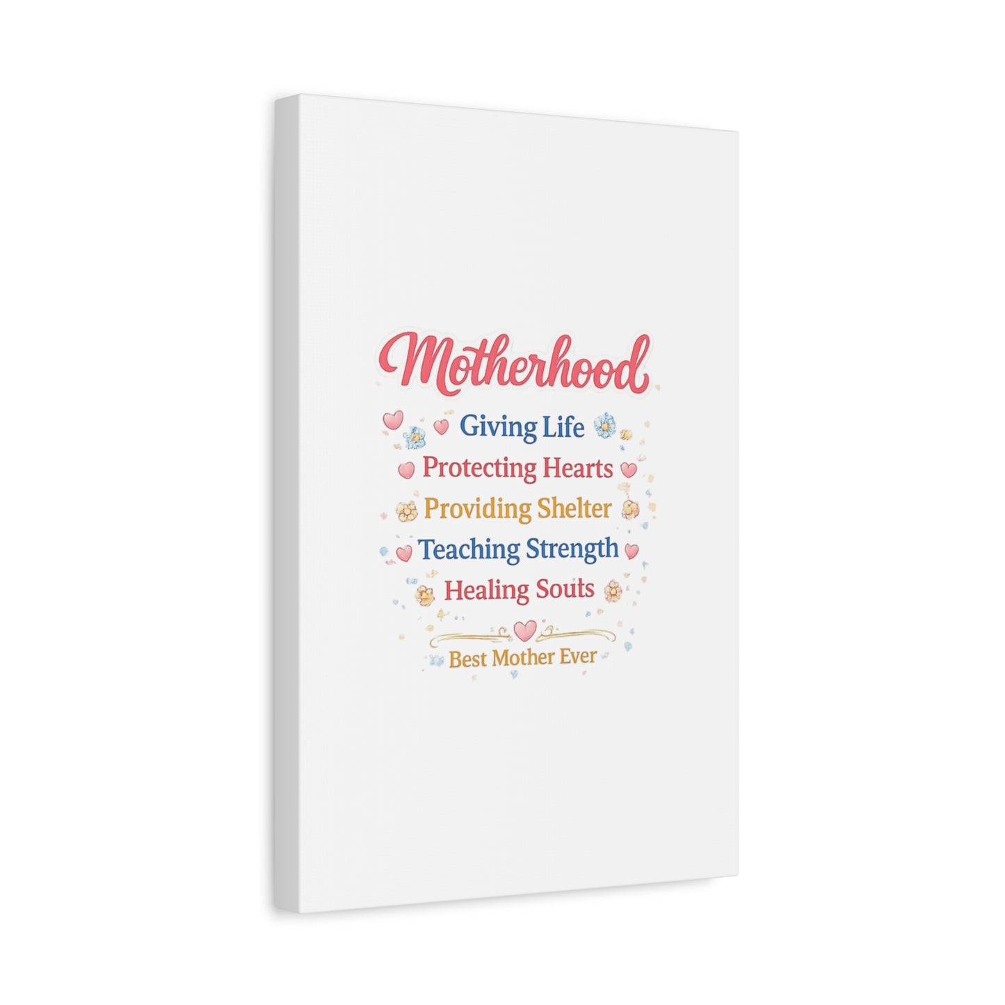 Motherhood Canvas Wall Art — "Motherhood: Giving Life, Protecting Hearts" Stretched Matte Print