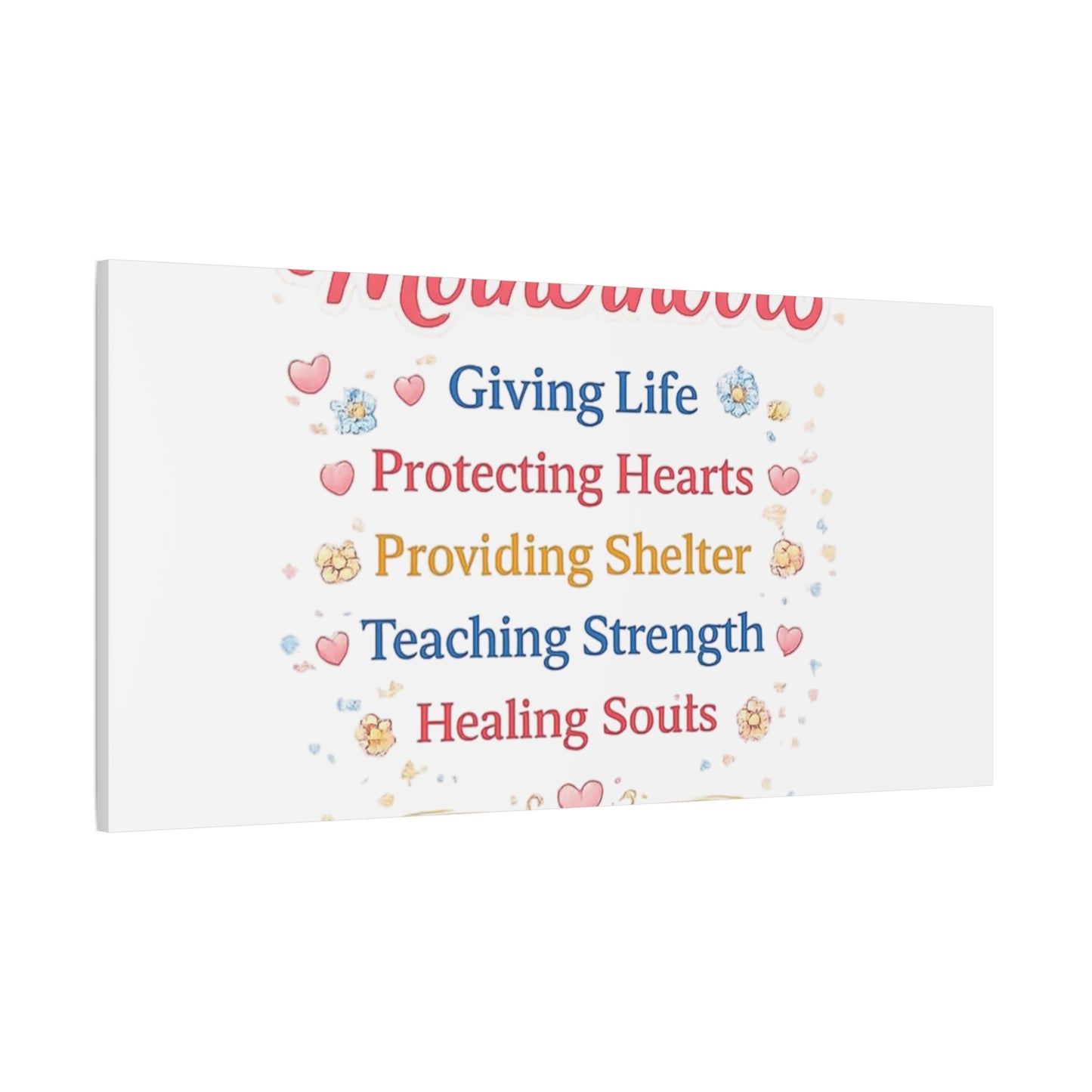 Motherhood Canvas Wall Art — "Motherhood: Giving Life, Protecting Hearts" Stretched Matte Print