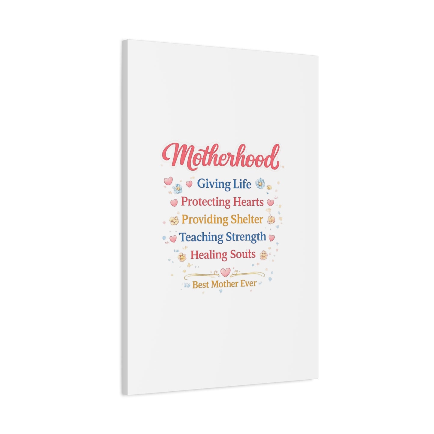 Motherhood Canvas Wall Art — "Motherhood: Giving Life, Protecting Hearts" Stretched Matte Print