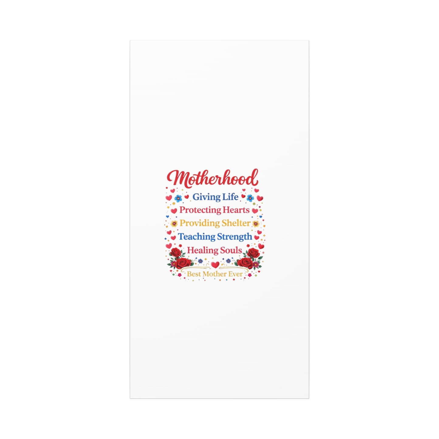 Motherhood Canvas Wall Art – "Motherhood: Giving Life, Protecting Hearts" Stretched Matte Print