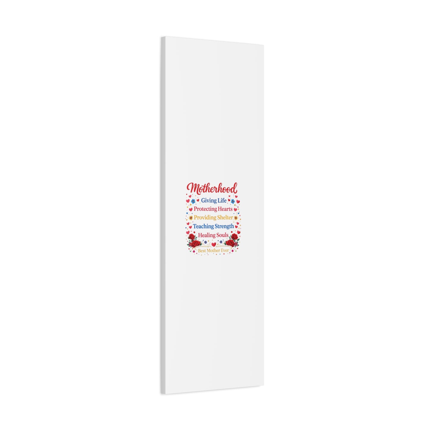 Motherhood Canvas Wall Art – "Motherhood: Giving Life, Protecting Hearts" Stretched Matte Print