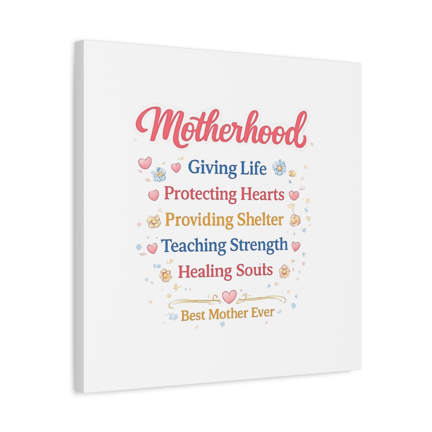 Motherhood Canvas Wall Art — "Motherhood: Giving Life, Protecting Hearts" Stretched Matte Print