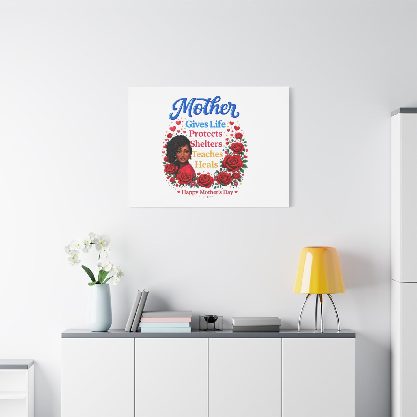 Mother Gives Life Floral Canvas – Happy Mother’s Day Stretched Wall Art