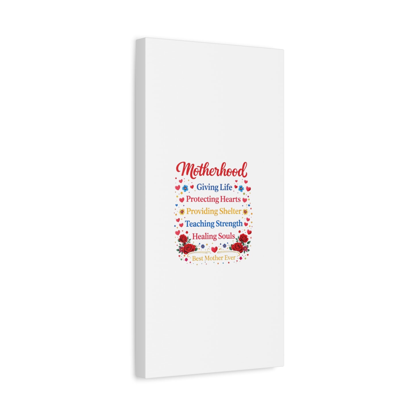 Motherhood Canvas Wall Art – "Motherhood: Giving Life, Protecting Hearts" Stretched Matte Print