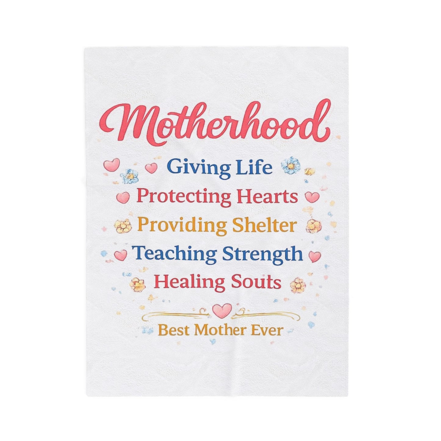 Motherhood Velveteen Plush Blanket – "Motherhood: Giving Life, Protecting Hearts" Cozy Gift for Mom