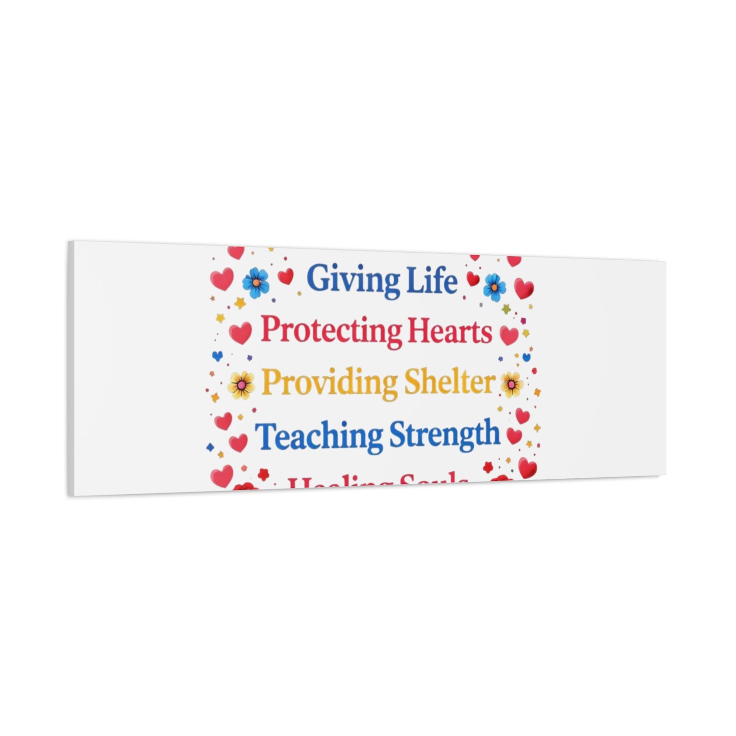 Motherhood Canvas Wall Art – "Motherhood: Giving Life, Protecting Hearts" Stretched Matte Print