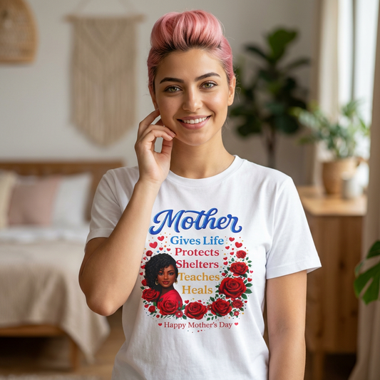 Mother Gives Life Floral Mother's Day T-Shirt