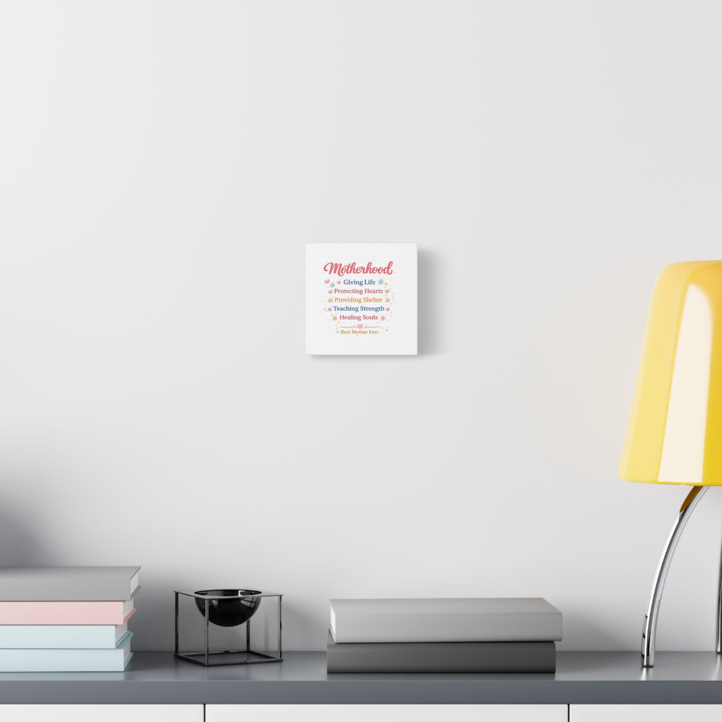 Motherhood Canvas Wall Art — "Motherhood: Giving Life, Protecting Hearts" Stretched Matte Print