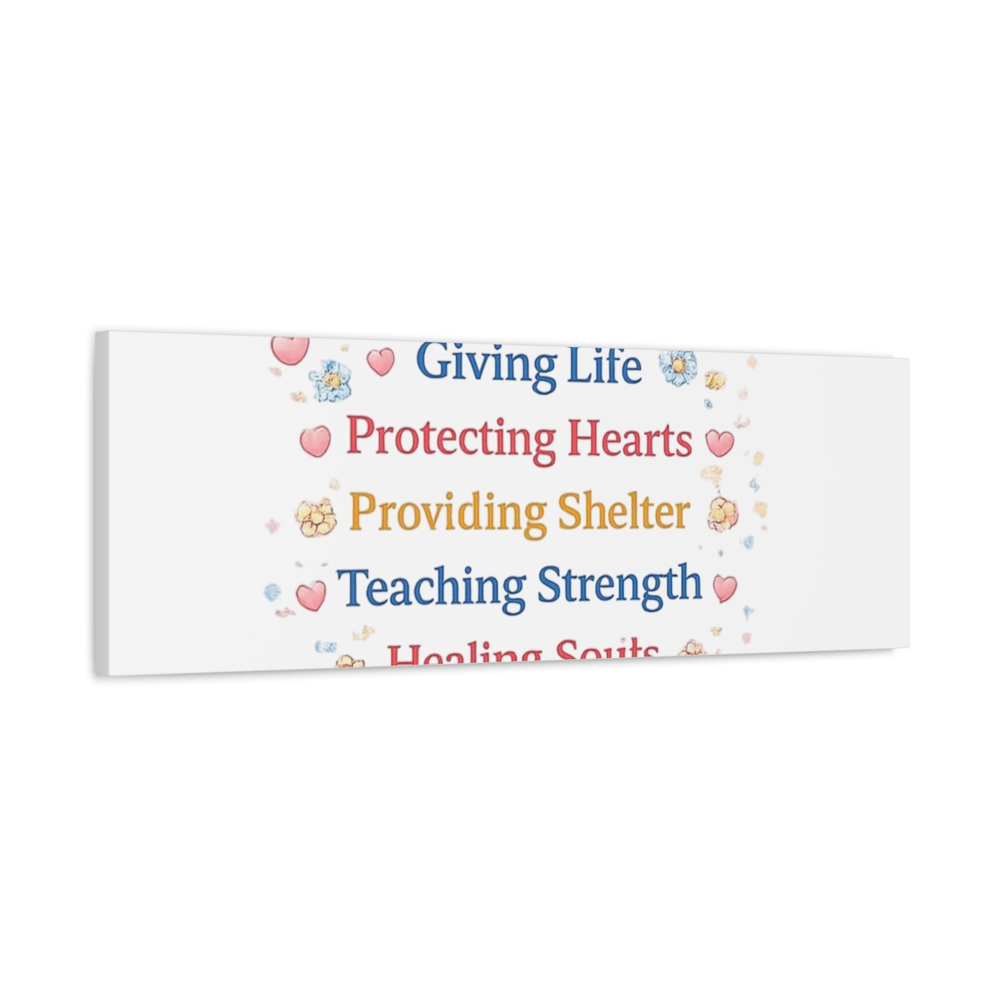 Motherhood Canvas Wall Art — "Motherhood: Giving Life, Protecting Hearts" Stretched Matte Print
