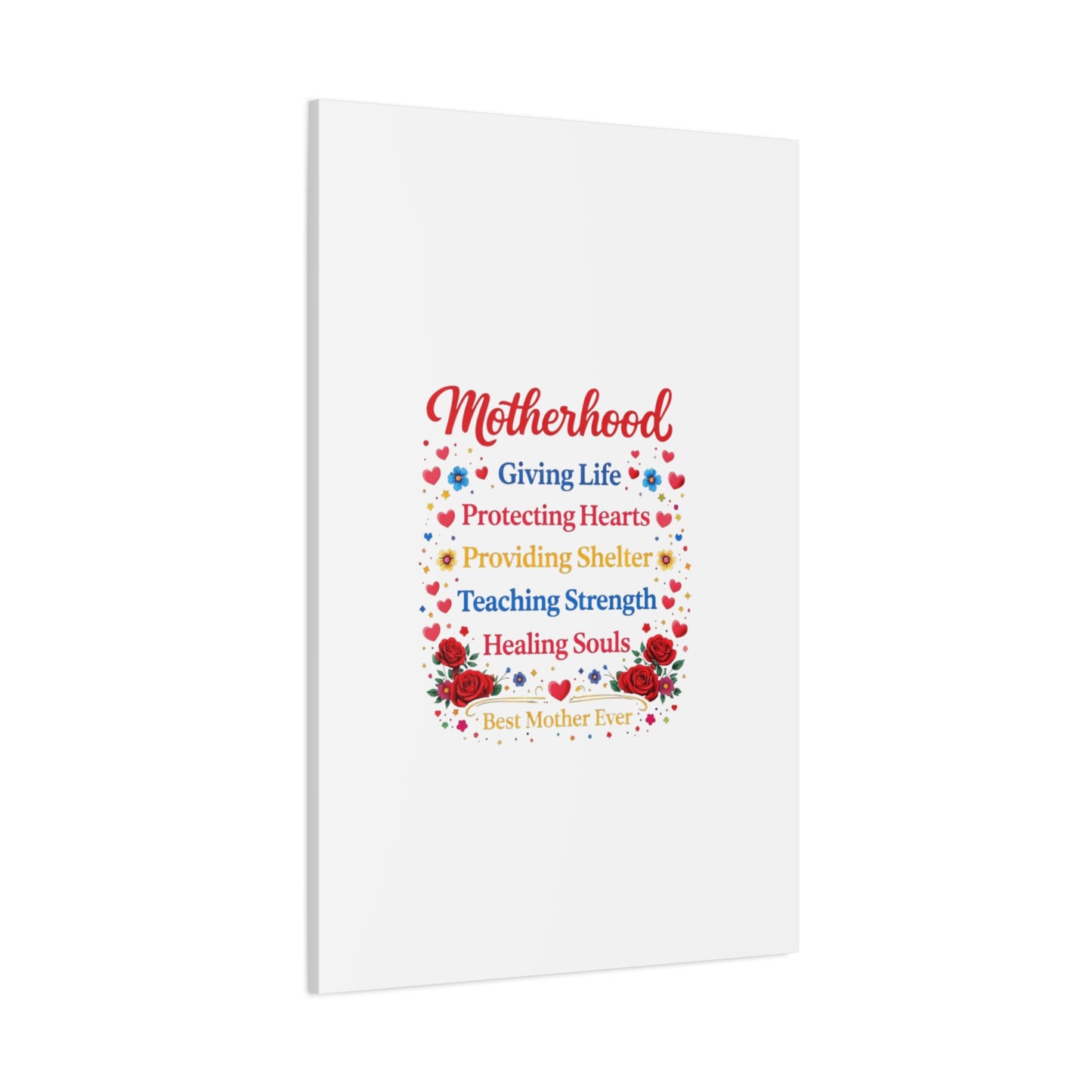 Motherhood Canvas Wall Art – "Motherhood: Giving Life, Protecting Hearts" Stretched Matte Print