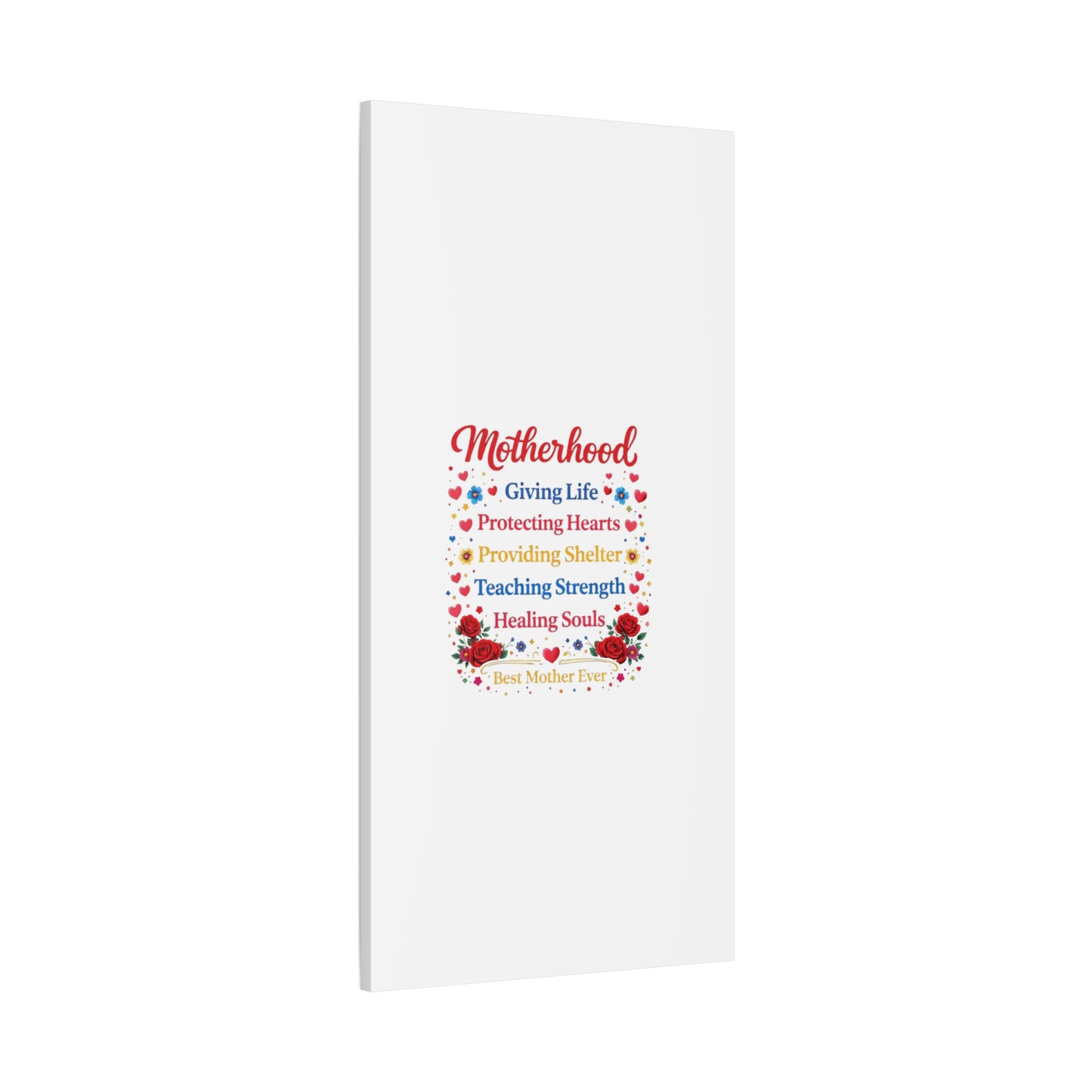 Motherhood Canvas Wall Art – "Motherhood: Giving Life, Protecting Hearts" Stretched Matte Print