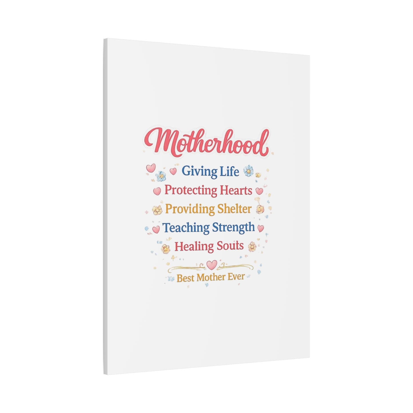 Motherhood Canvas Wall Art — "Motherhood: Giving Life, Protecting Hearts" Stretched Matte Print