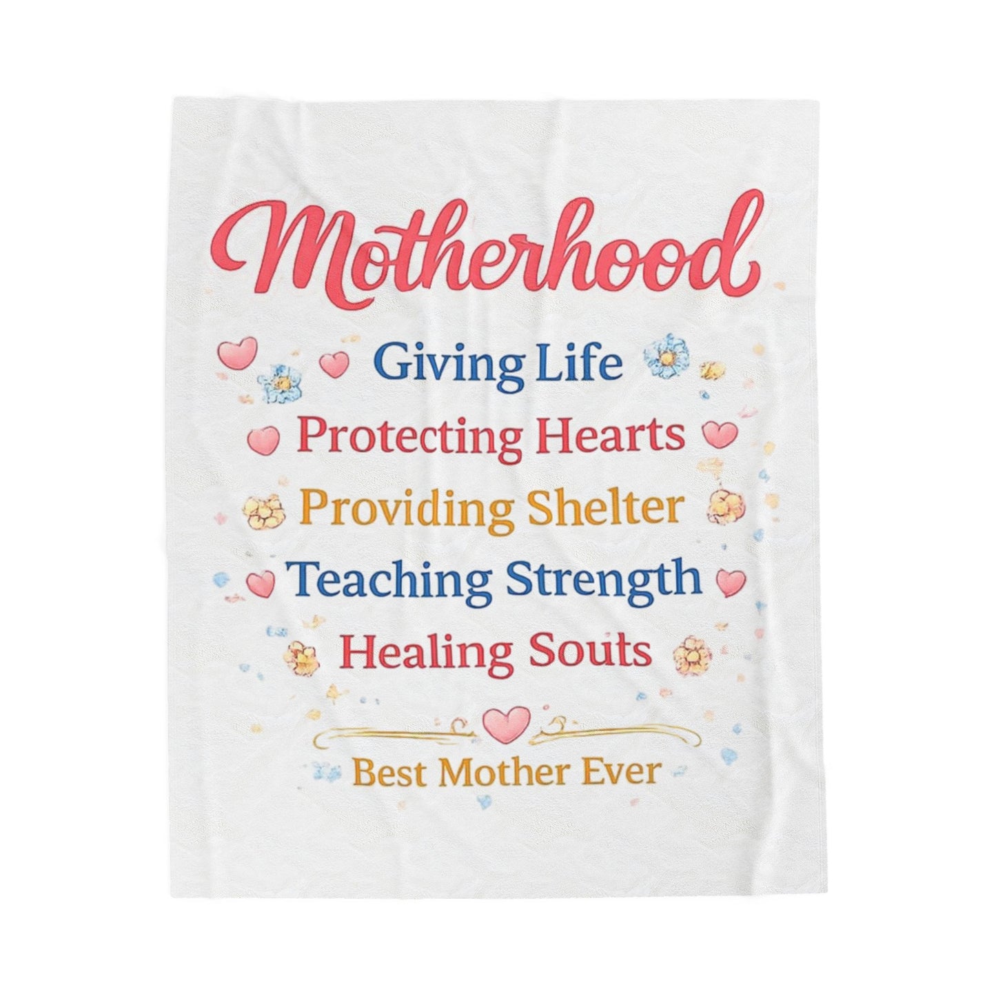 Motherhood Velveteen Plush Blanket – "Motherhood: Giving Life, Protecting Hearts" Cozy Gift for Mom