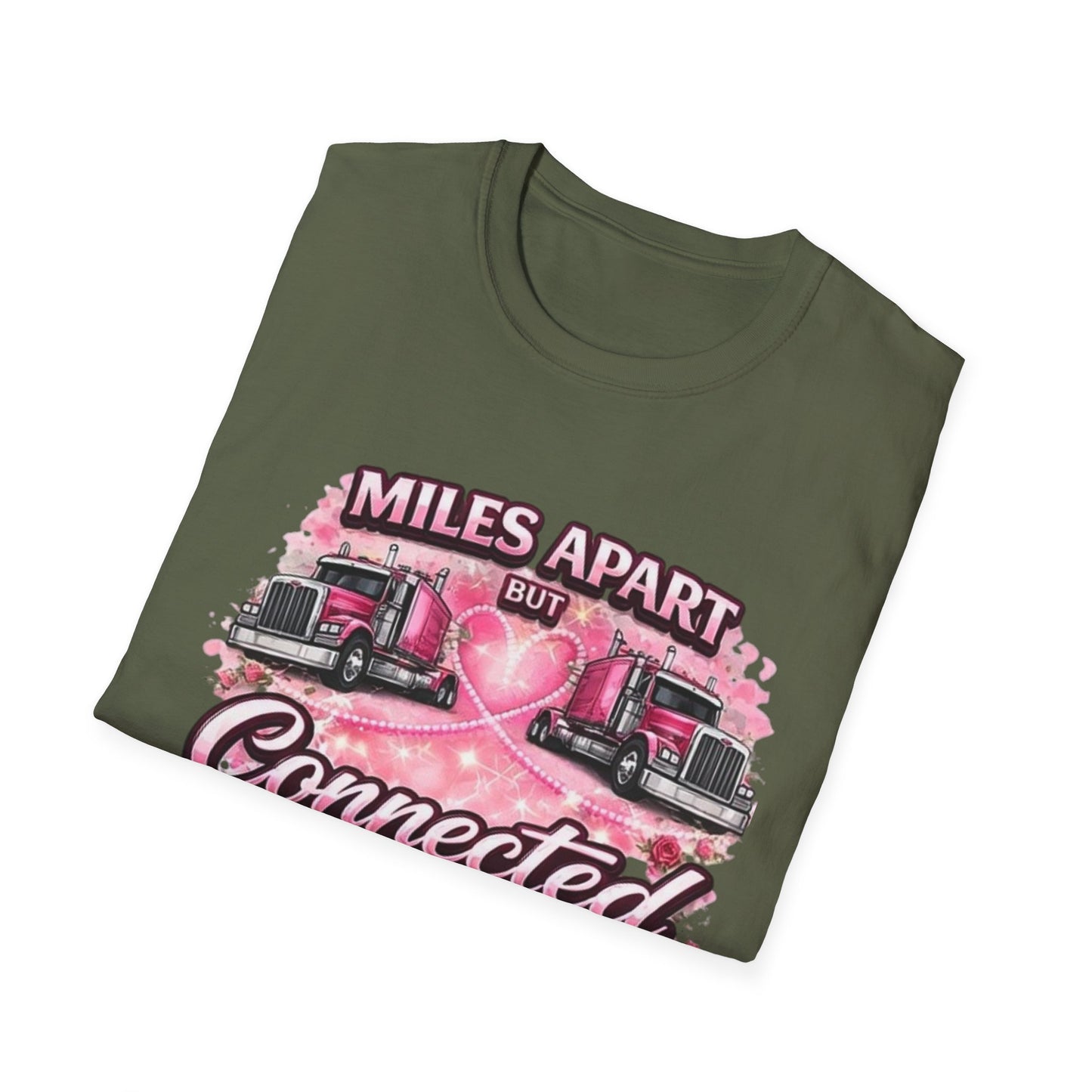 Miles Apart But Connected By Heart Truck Driver T‑Shirt