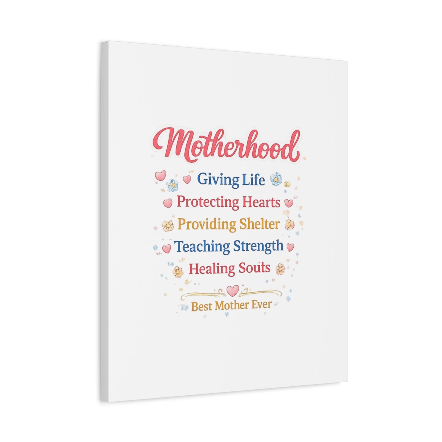 Motherhood Canvas Wall Art — "Motherhood: Giving Life, Protecting Hearts" Stretched Matte Print
