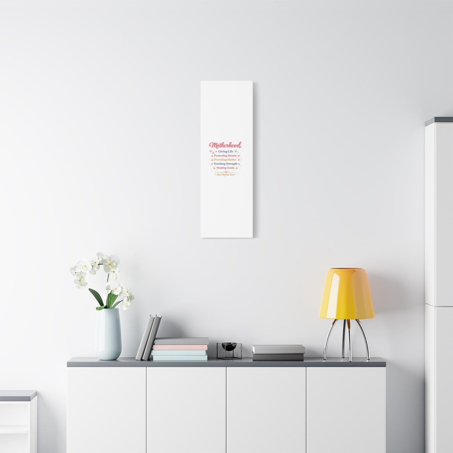 Motherhood Canvas Wall Art — "Motherhood: Giving Life, Protecting Hearts" Stretched Matte Print